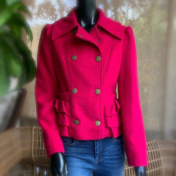Tulle Jackets & Blazers - Tulle Fuchsia Wool Blend Pea Coat Sz S